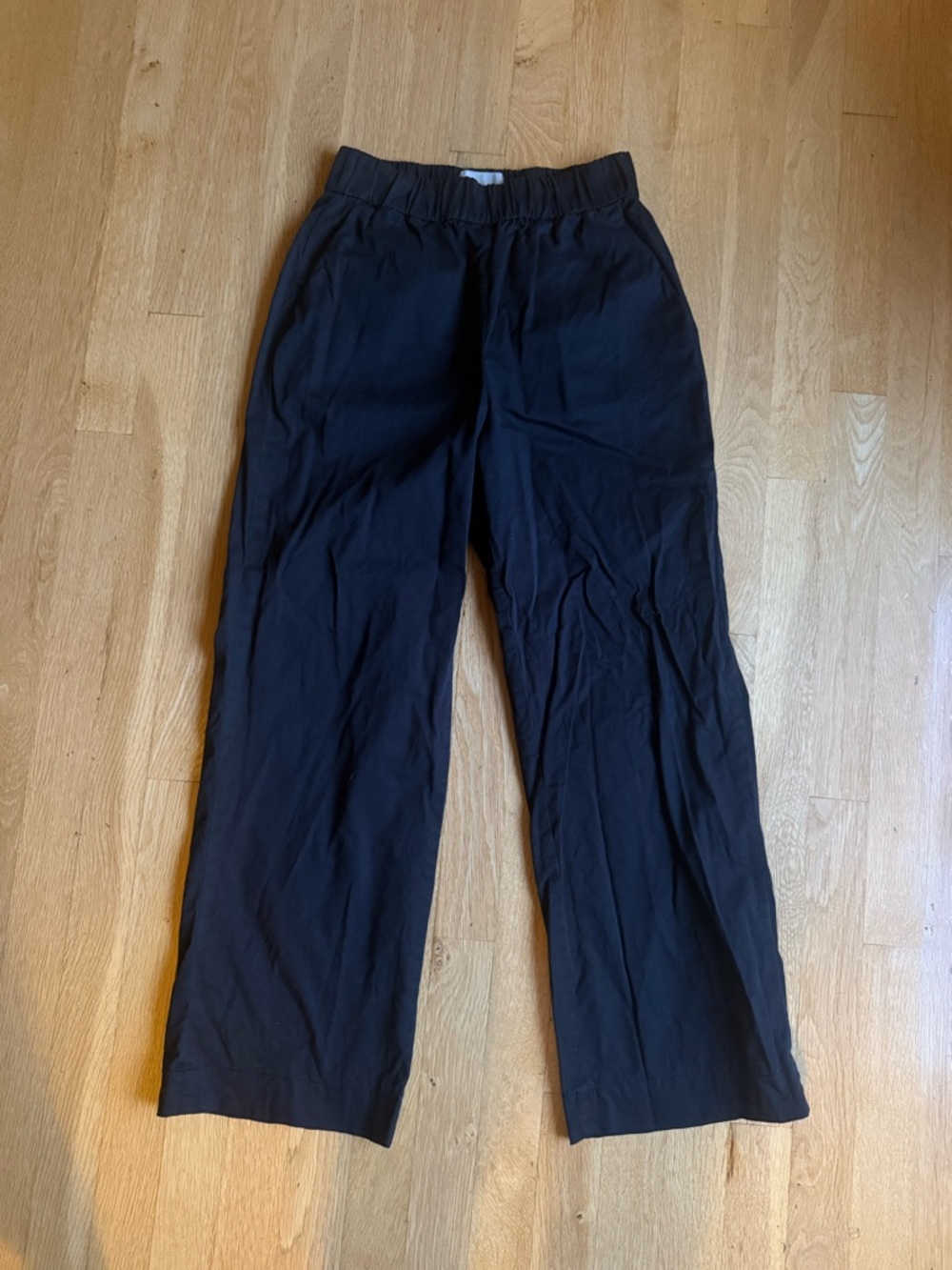 Everlane Easy Pant Black Womens Elastic Waist Straight-Leg Pants